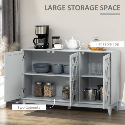 Sideboard Kitchen Buffet Table with 3 Mirrored Doors, 2 Cabinets and Adjustable Shelf, Gray Bar Cabinets   at Gallery Canada