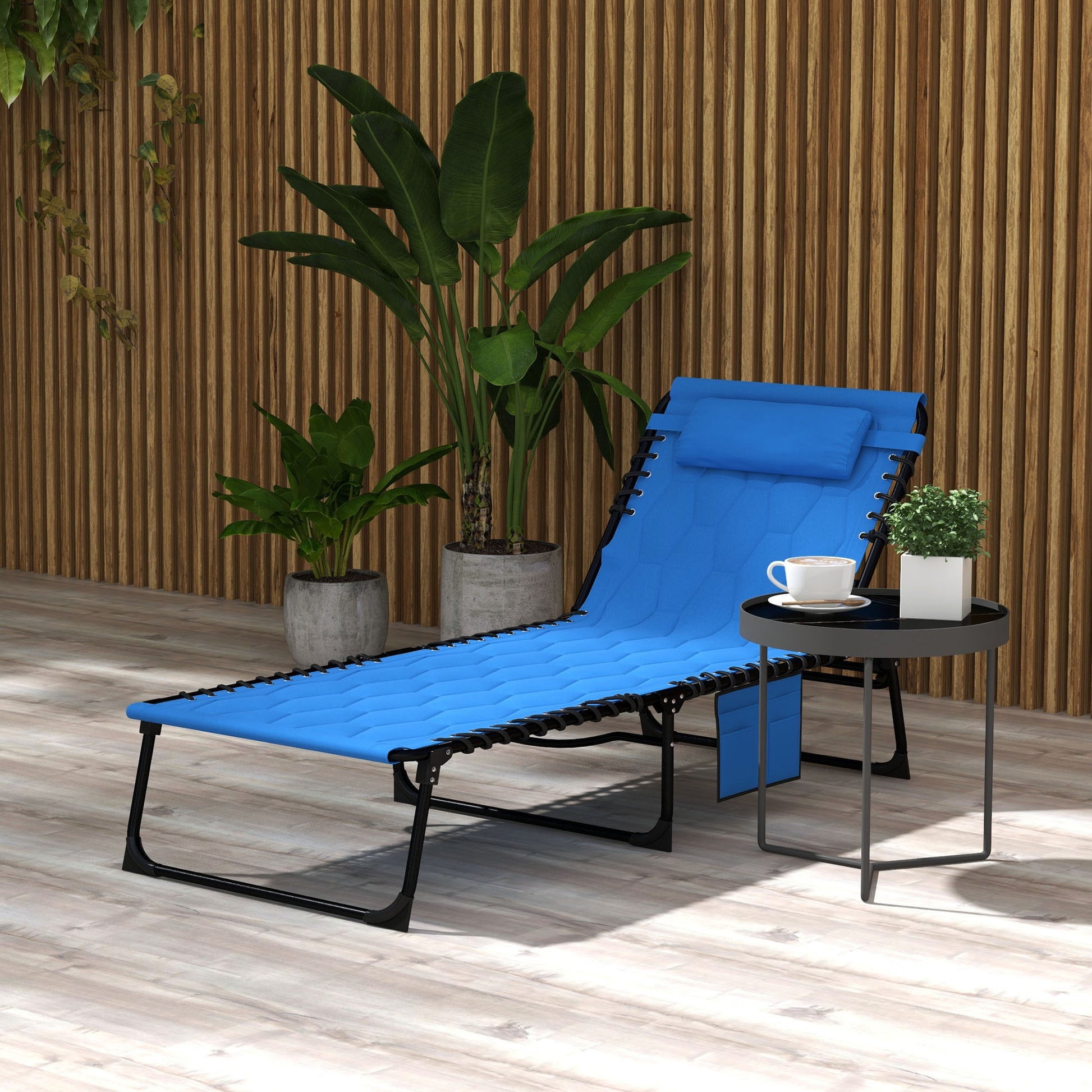 Folding Chaise Lounge with Reclining Back, 25.6" x 74" x 14.2", Blue Lounger Chairs Multi Colour  at Gallery Canada