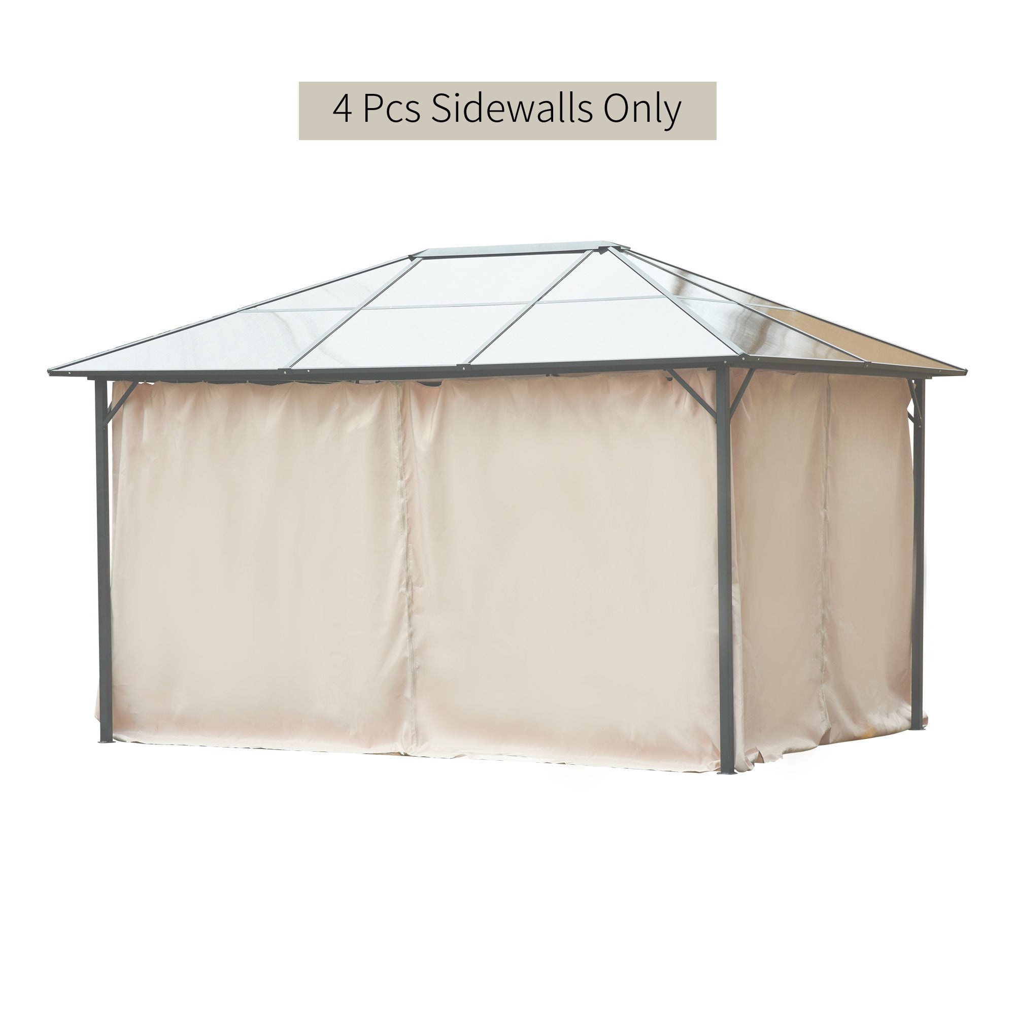 10' x 12' Universal Gazebo Sidewall Set with 4 Panels, Hooks/C-Rings Included for Pergolas &; Cabanas, Beige Gazebo Sidewalls at Gallery Canada