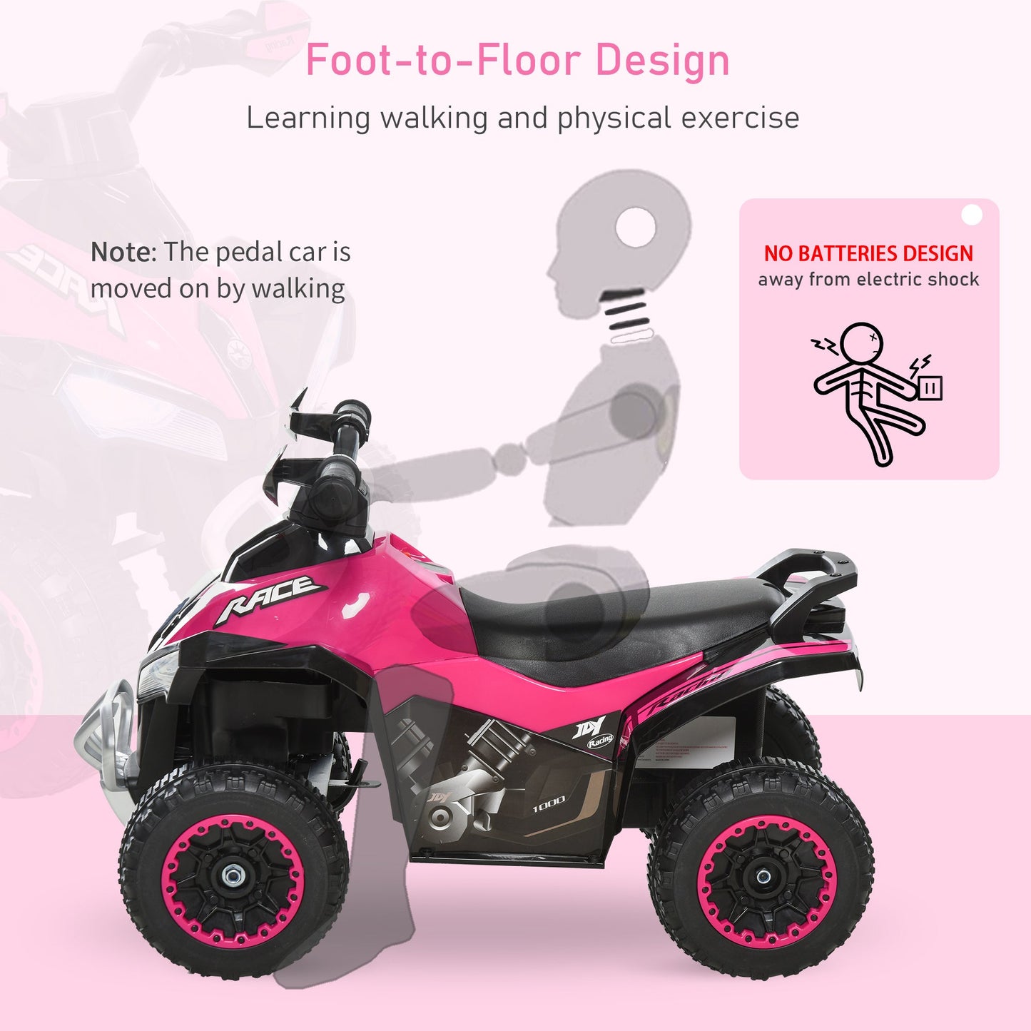 4-Wheel Ride-On Motorcycle Toy for Toddlers with Music and Lights, Pink Push Cars for Toddlers   at Gallery Canada