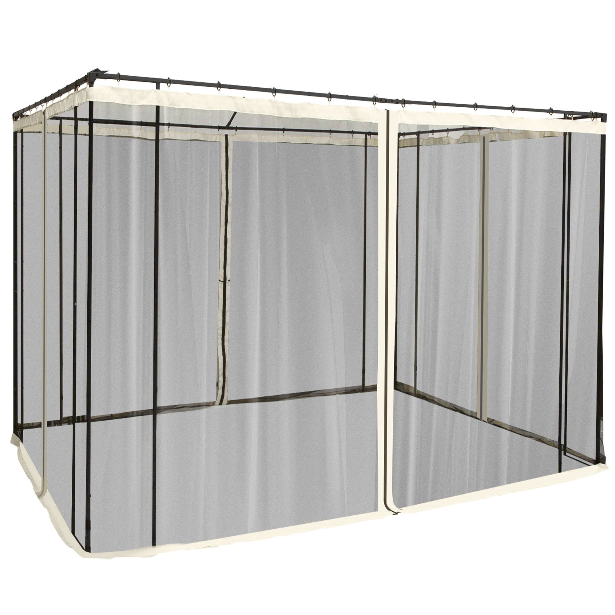 Replacement Mosquito Netting for Gazebo 10' x 10' Black Screen Walls for Canopy with Zippers for Parties and Outdoor Activities, Cream White Gazebo Sidewalls Black, Cream White at Gallery Canada