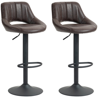 Swivel Bar Stools Set of 2, Faux Leather Upholstered Counter Height Barstools with Round Metal Base Bar Stools   at Gallery Canada