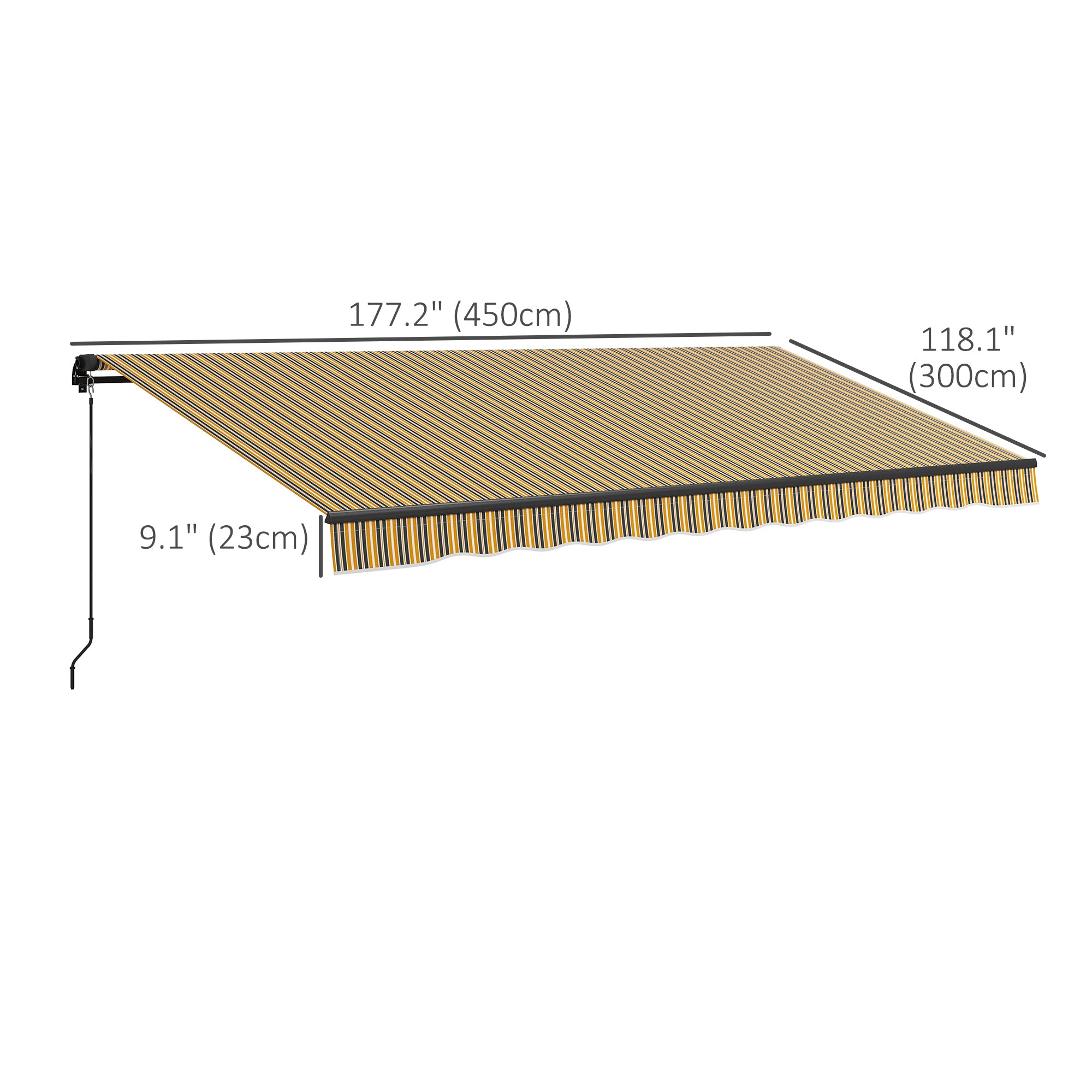 15' x 10' Retractable Awning, 280gsm UV Resistant Sunshade Shelter, for Deck, Balcony, Yard, Amber and Dark Grey Window Awnings at Gallery Canada