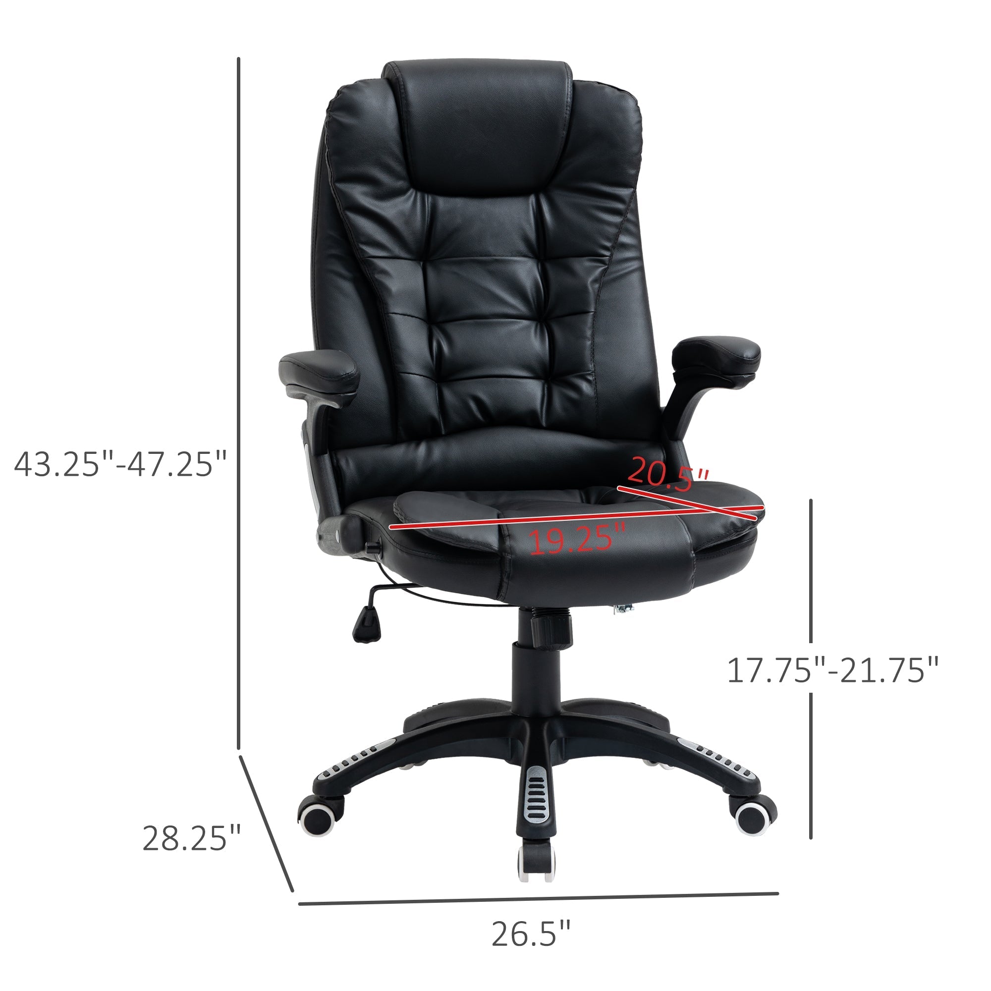 Executive Chair PU Leather Recliner Office Chair, with Swivel Wheels, Arm, Adjustable Height, High Back, Black Executive & Manager Chairs   at Gallery Canada