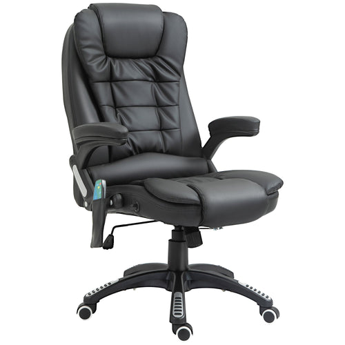 Executive Massage Chairs Heated High Back Reclining Office Chair Swivel Leather Adjustable Vibrating Furniture Black