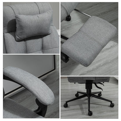 Executive Office Chair High Back Linen-Feel Fabric Swivel Chair with Upholstered Retractable Footrest, Headrest and Armrest, Light Grey Executive & Manager Chairs   at Gallery Canada