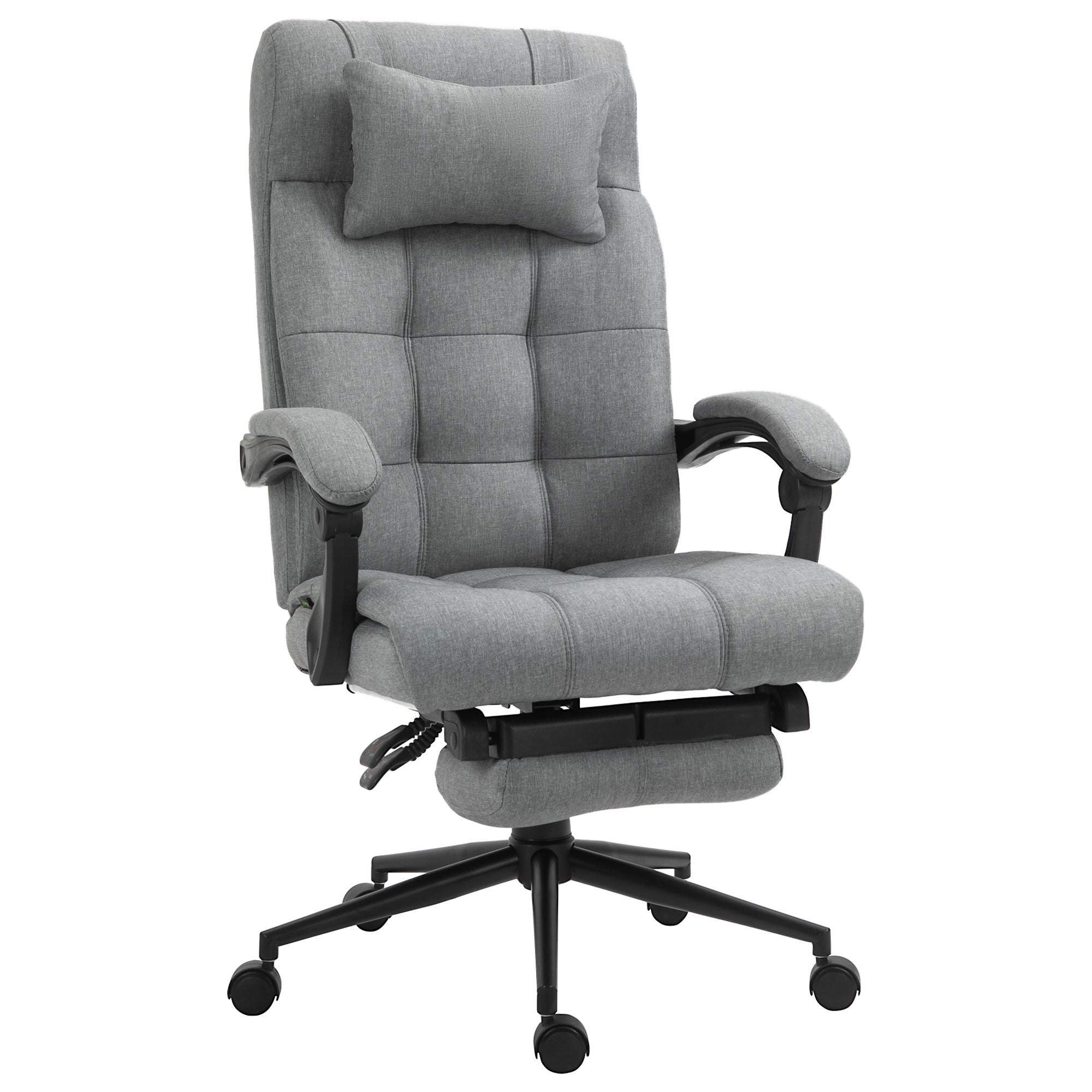 Executive Office Chair High Back Linen-Feel Fabric Swivel Chair with Upholstered Retractable Footrest, Headrest and Armrest, Light Grey Executive & Manager Chairs   at Gallery Canada