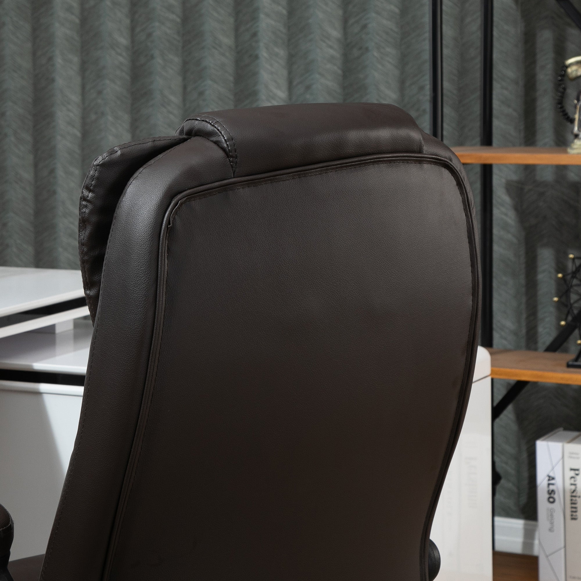 Executive Office Chair High Back PU Leather Computer Chair, with Swivel Wheels, Arm, Adjustable Height, Brown Executive & Manager Chairs   at Gallery Canada