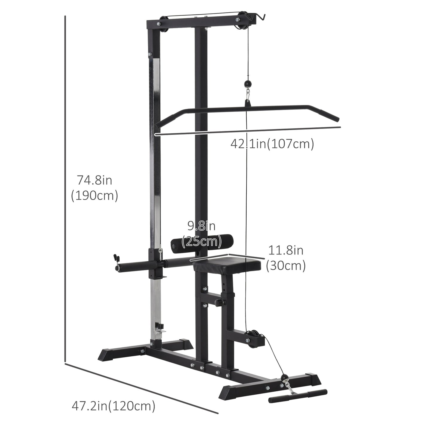 Exercise Pulldown Weight Machine with 3 Adjustable Cable Positions for Strengthening Many Muscle Groups Home Gym 42.1" W x 47.2" D x 74.8" H Power Towers   at Gallery Canada