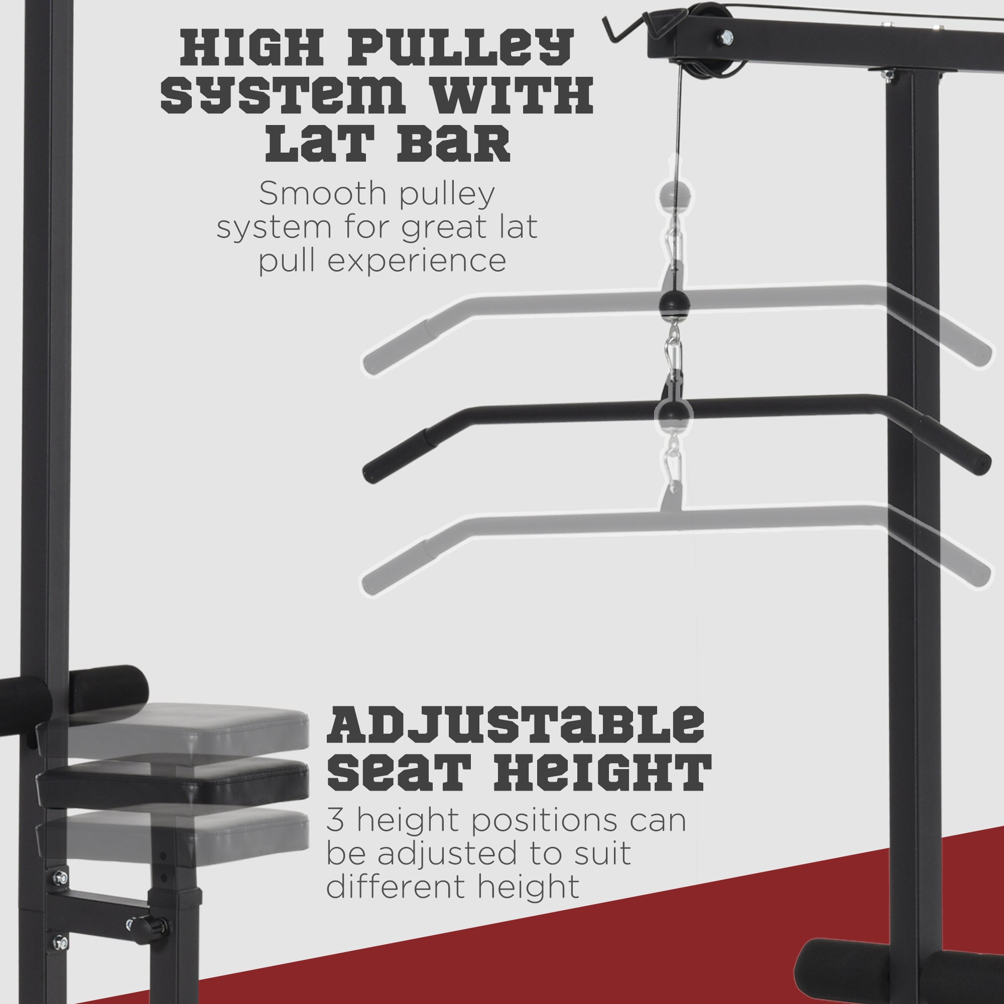 Exercise Pulldown Weight Machine with 3 Adjustable Cable Positions for Strengthening Many Muscle Groups Home Gym 42.1