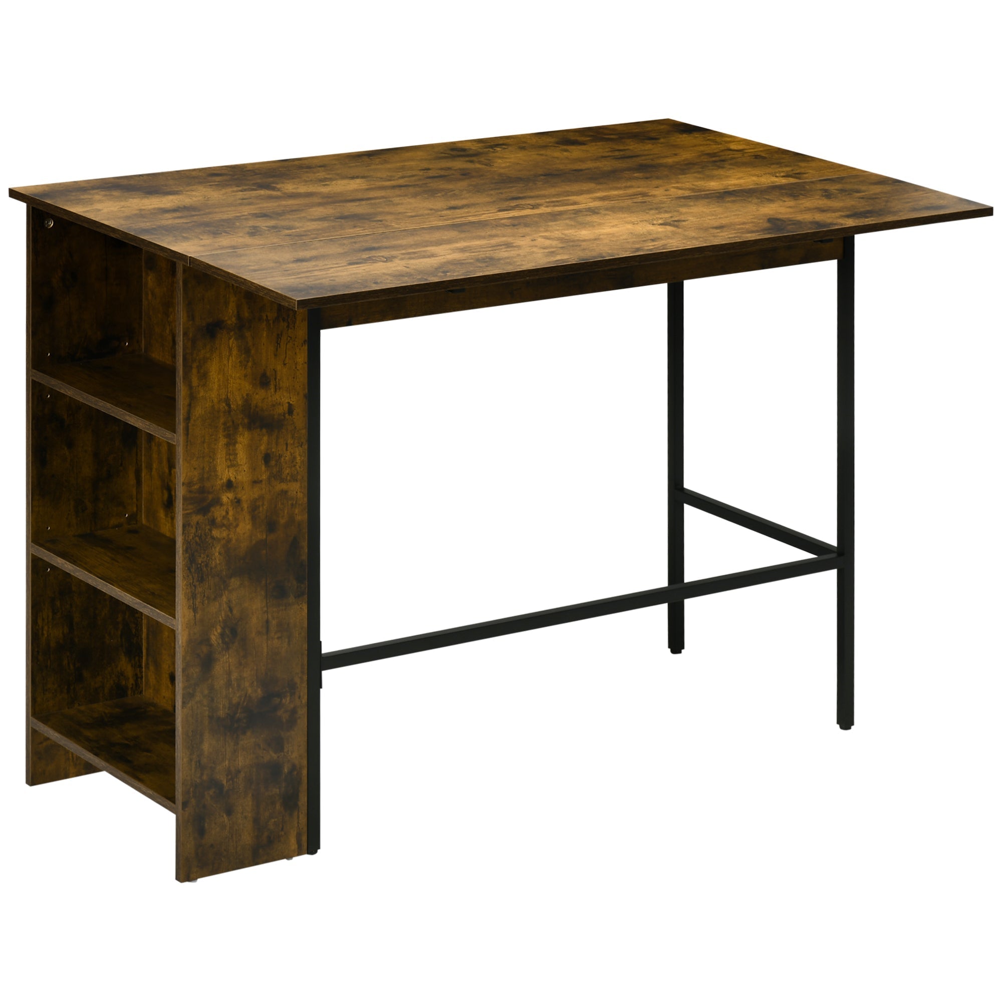 Extendable Bar Table with Drop Leaf, Counter Height Table, Foldable Pub Table with Adjustable Storage Shelf Bar Sets Multi Colour  at Gallery Canada