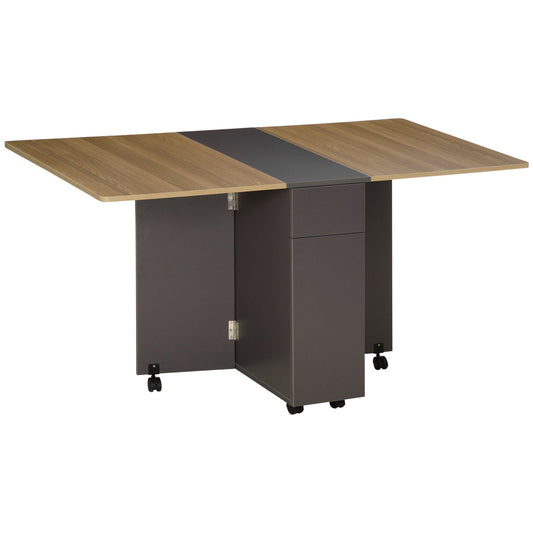 Extendable Dining Table, Drop Leaf Table with 2 Drawers and Storage Cabinet, Folding Dining Table with 6 Wheels Bar Tables & Dining Tables Multi Colour  at Gallery Canada