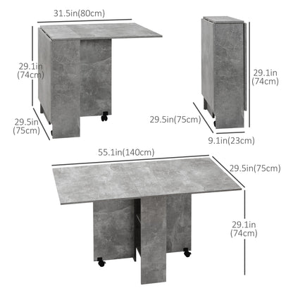 Extendable Dining Table, Movable Folding Dining Table, Drop Leaf Table with 2-tier Shelves and Rolling Casters Bar Tables & Dining Tables   at Gallery Canada