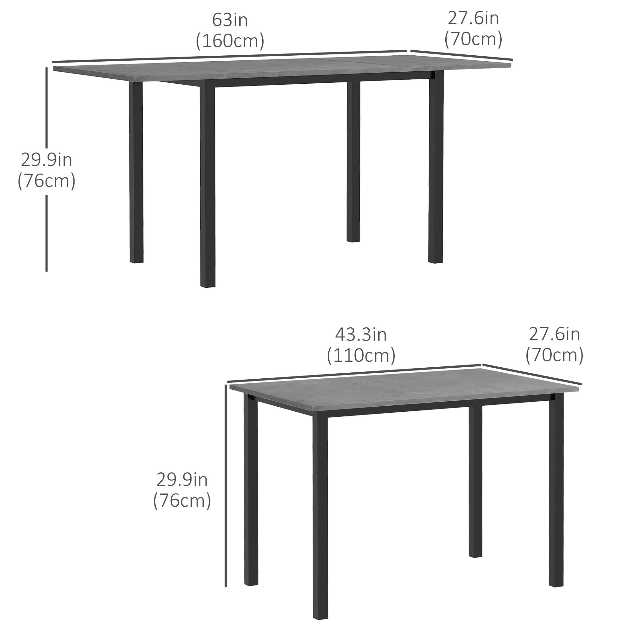 Extending Kitchen Table For Six, Drop Leaf Tables for Small Spaces, Folding Dining Table, Dark Grey Bar Tables & Dining Tables   at Gallery Canada