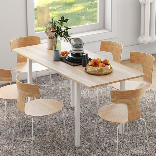 Extending Kitchen Table For Six, Drop Leaf Tables for Small Spaces, Folding Dining Table, Natural