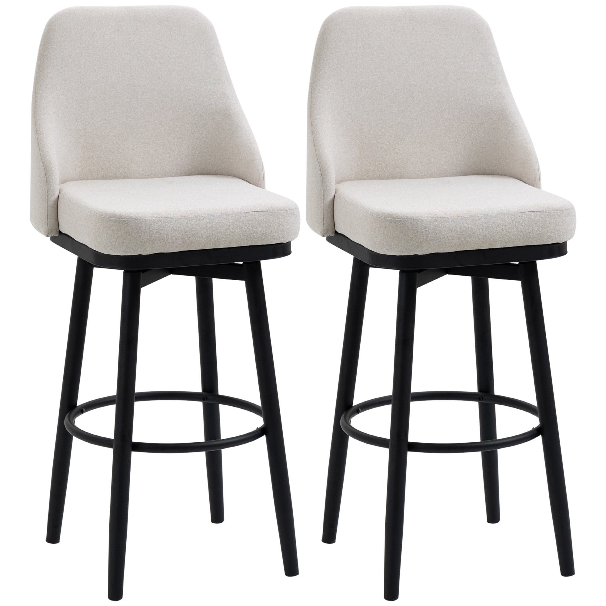 Extra Tall Bar Stools Set of 2, Modern 360° Swivel Barstools, Dining Room Chairs with Steel Legs Footrest, Cream White Bar Stools Cream  at Gallery Canada