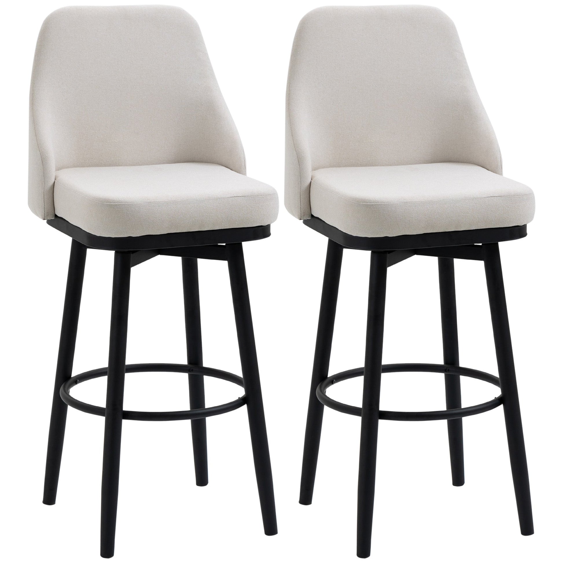 Extra Tall Bar Stools Set of 2, Modern 360° Swivel Barstools, Dining Room Chairs with Steel Legs Footrest, Cream White Bar Stools Cream  at Gallery Canada