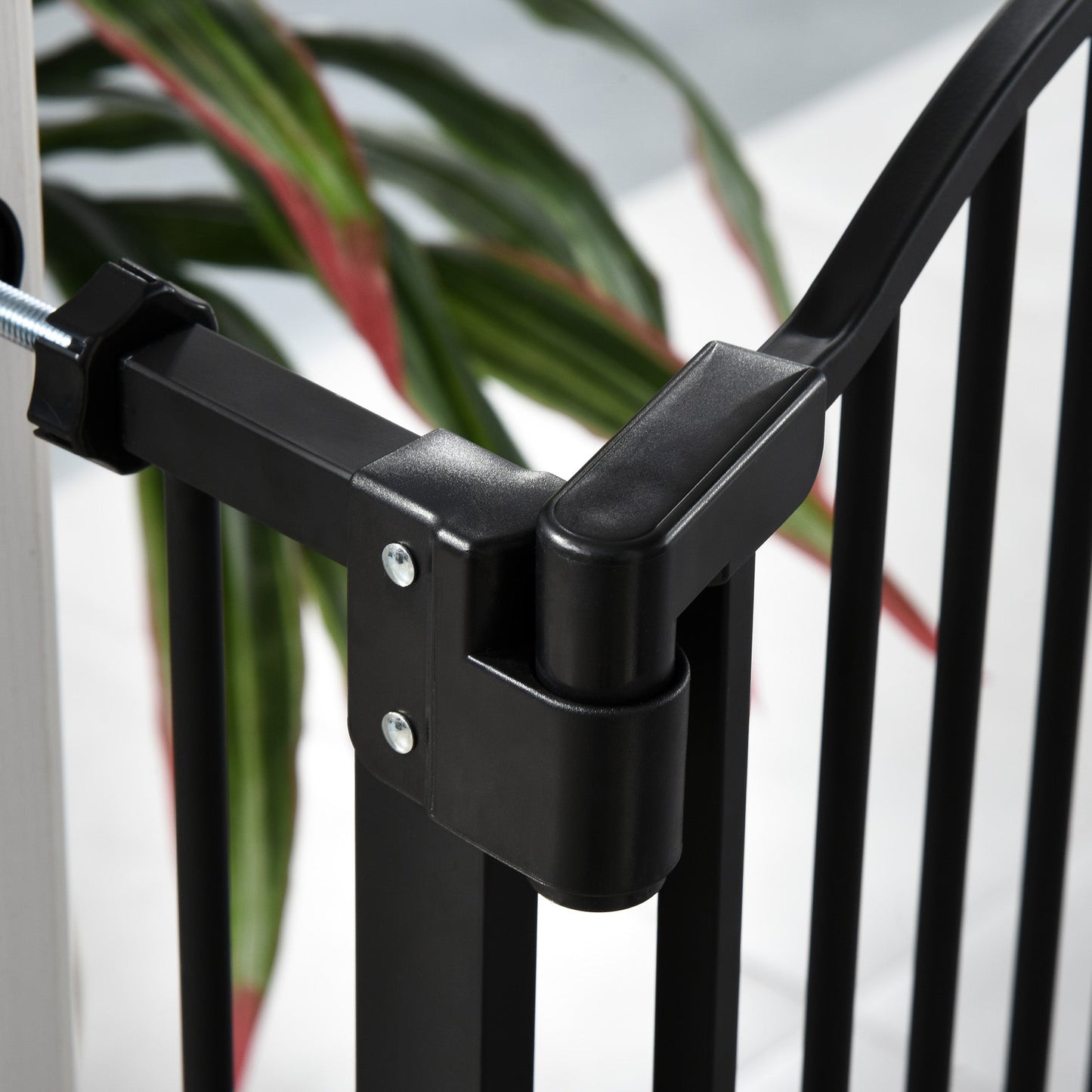 Extra Tall Dog Gate with Door, Pressure Fit, Auto Close, Double Locking for Doorways Hallways Stairs, Black Houses, Kennels & Pens   at Gallery Canada