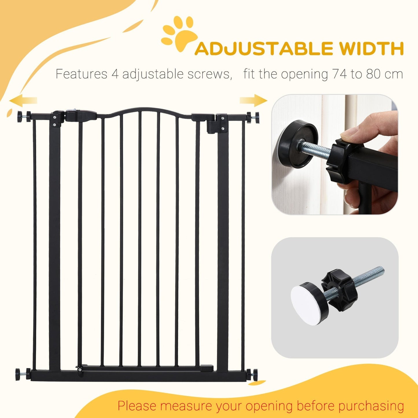 Extra Tall Dog Gate with Door, Pressure Fit, Auto Close, Double Locking for Doorways Hallways Stairs, Black Houses, Kennels & Pens   at Gallery Canada