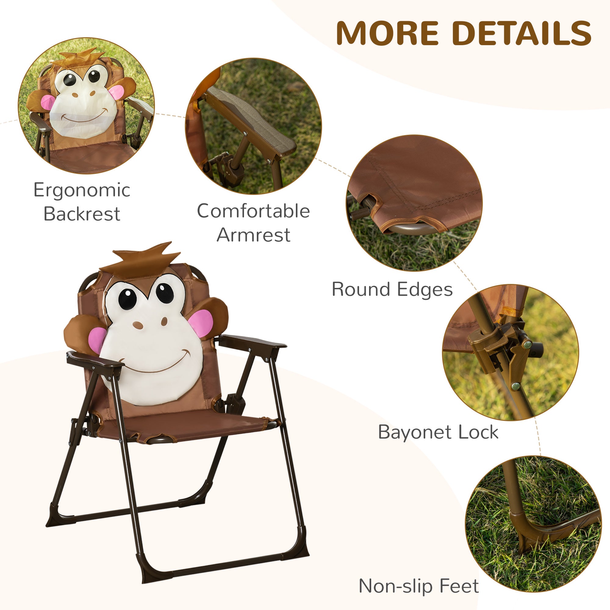 Kids Folding Picnic Table and Chair Set Pattern Outdoor Garden Patio Backyard with Removable &; Height Adjustable Sun Umbrella Brown Kids Outdoor Furniture at Gallery Canada