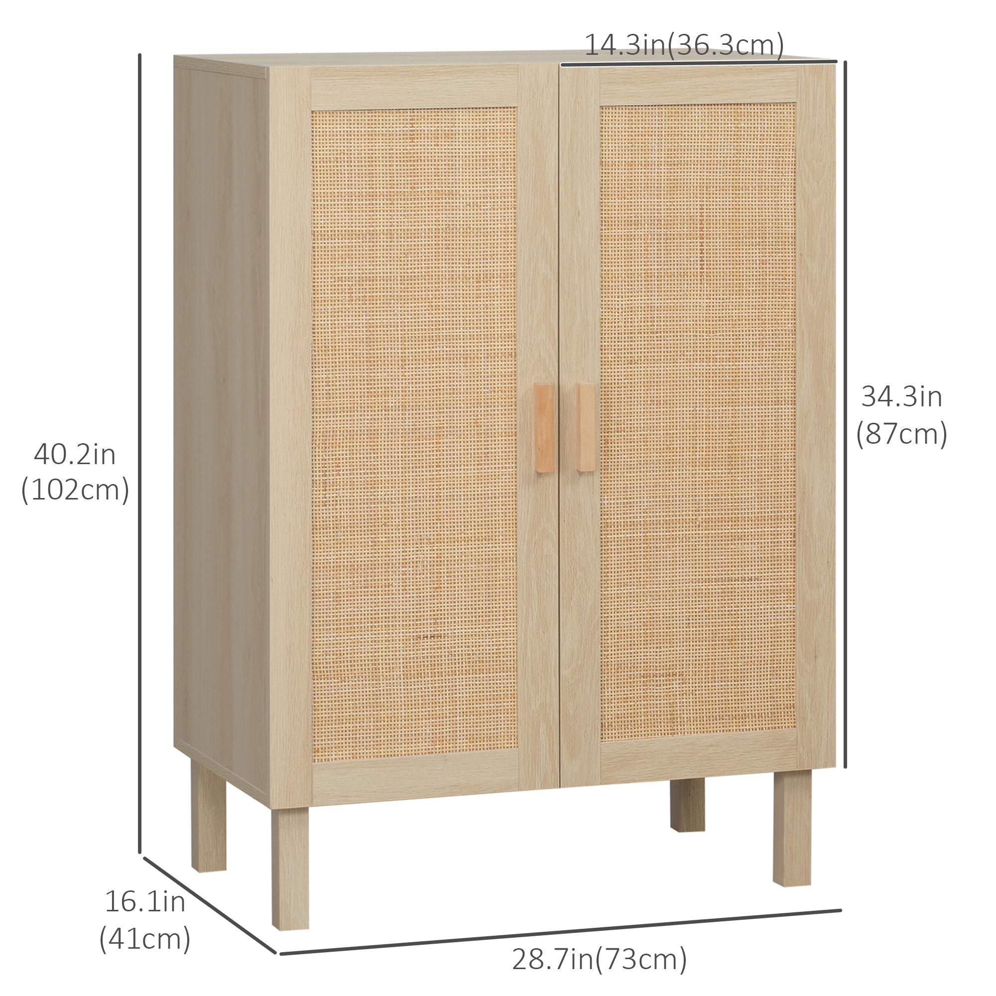 Boho Storage Cabinet, Kitchen Cabinet with Rattan Doors and Adjustable Shelf, Cupboard Organization, Natural Storage Cabinets   at Gallery Canada