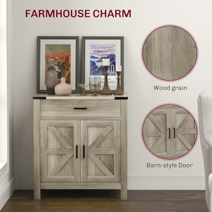 Farmhouse Buffet Cabinet Sideboard with 1 Drawer, 1 Storage Cabinet and Adjustable Shelf, Grey Bar Cabinets   at Gallery Canada