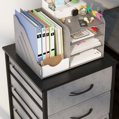 Industrial Mobile Vertical Filing Cabinet with 3 Drawers, Printer Stand, Dark Grey Office Cabinets & Cupboards   at Gallery Canada