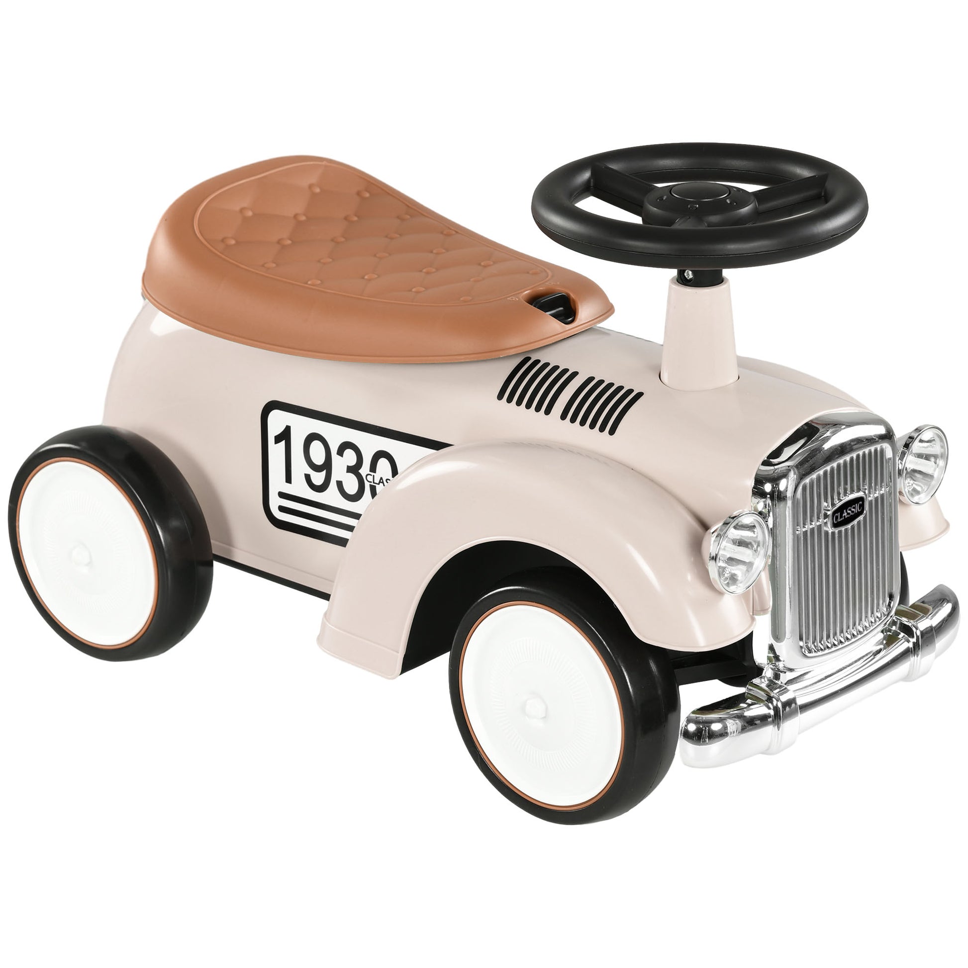 Ride on Sliding Classic Car for Toddlers, Foot To Floor Slider with Under Seat Storage, Aged 12–36 Months, Cream White Push Cars for Toddlers   at Gallery Canada