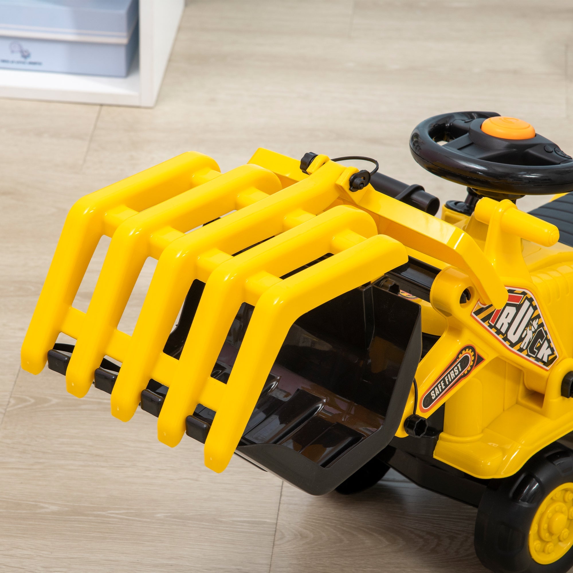 Ride On Excavator Toy No Power Digger with Realistic Sound Grabber Storage, for 3-4 Years Old, 32.7