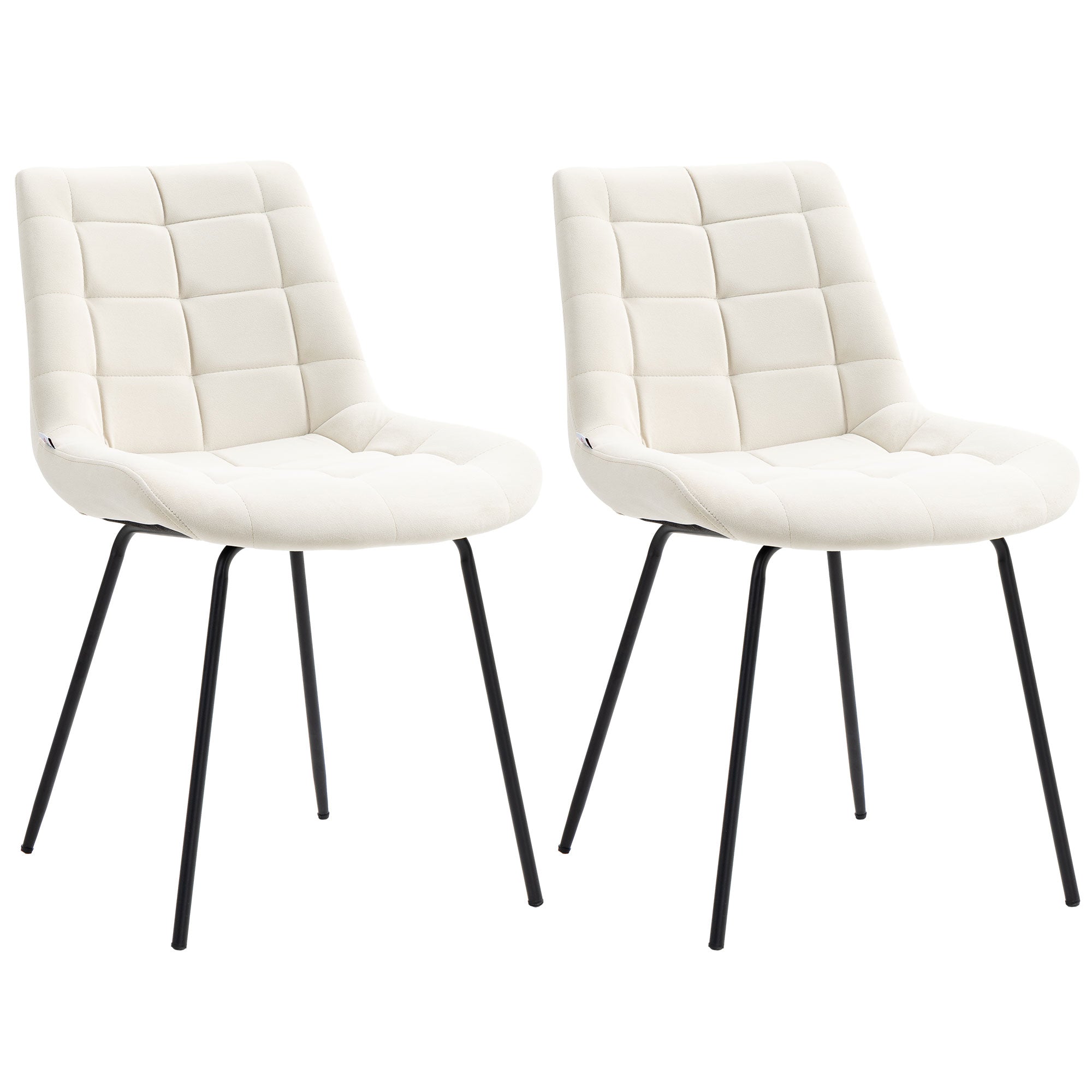 2 Pieces Dining Chairs, Set of 2 Upholstered Kitchen Chairs with Padded Seat and Steel Legs for Living Room Cream White Dining Chairs   at Gallery Canada