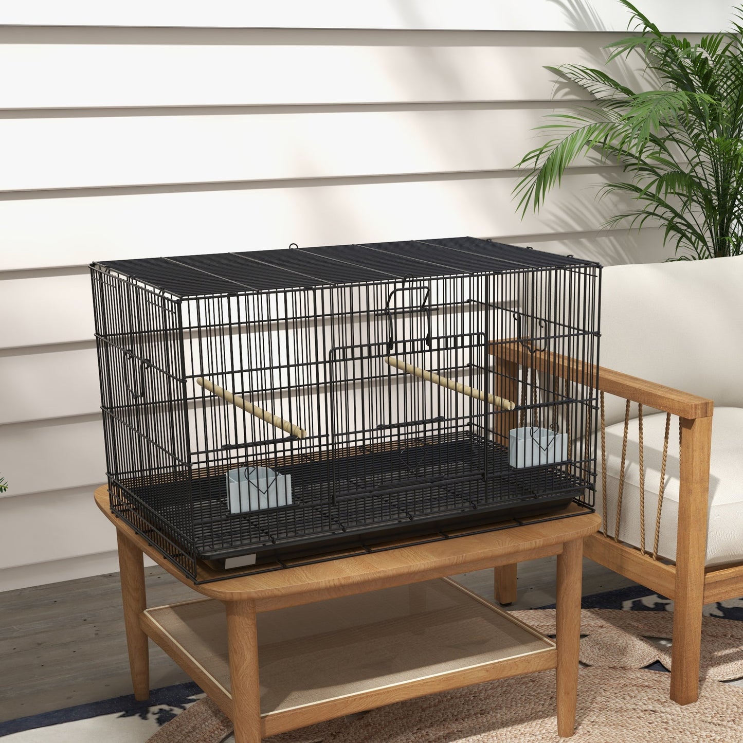 30" Birdcage for Canaries, Lovebirds Finches, Budgie Cage with Removable Tray, Bottom Mesh Panel, Wooden Perches, Food Containers Bird Cages   at Gallery Canada