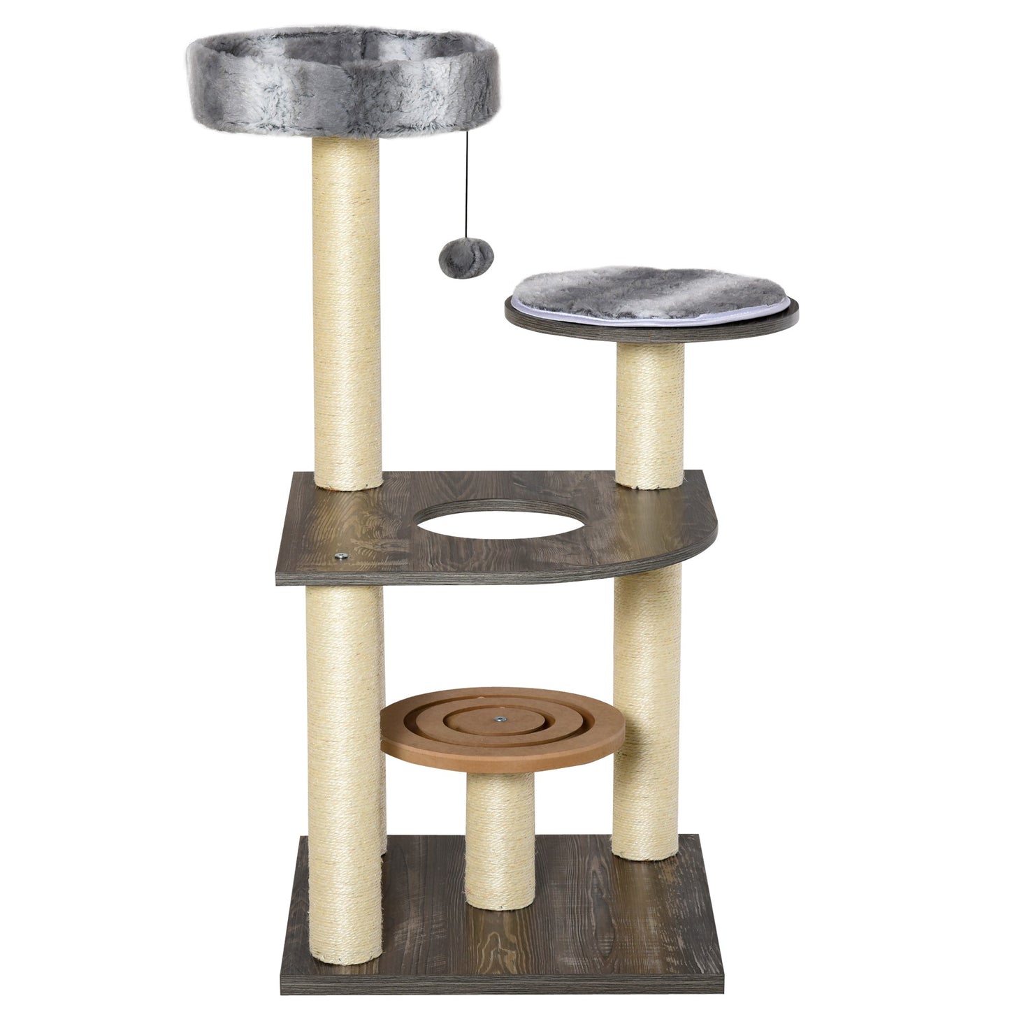 Cat tree Tower Climbing Kitten Activity Center Furniture with Sisal Scratching Post Round Toy Perch Hanging Balls 19.75" x 19.75" x 40.5" Cat Towers   at Gallery Canada