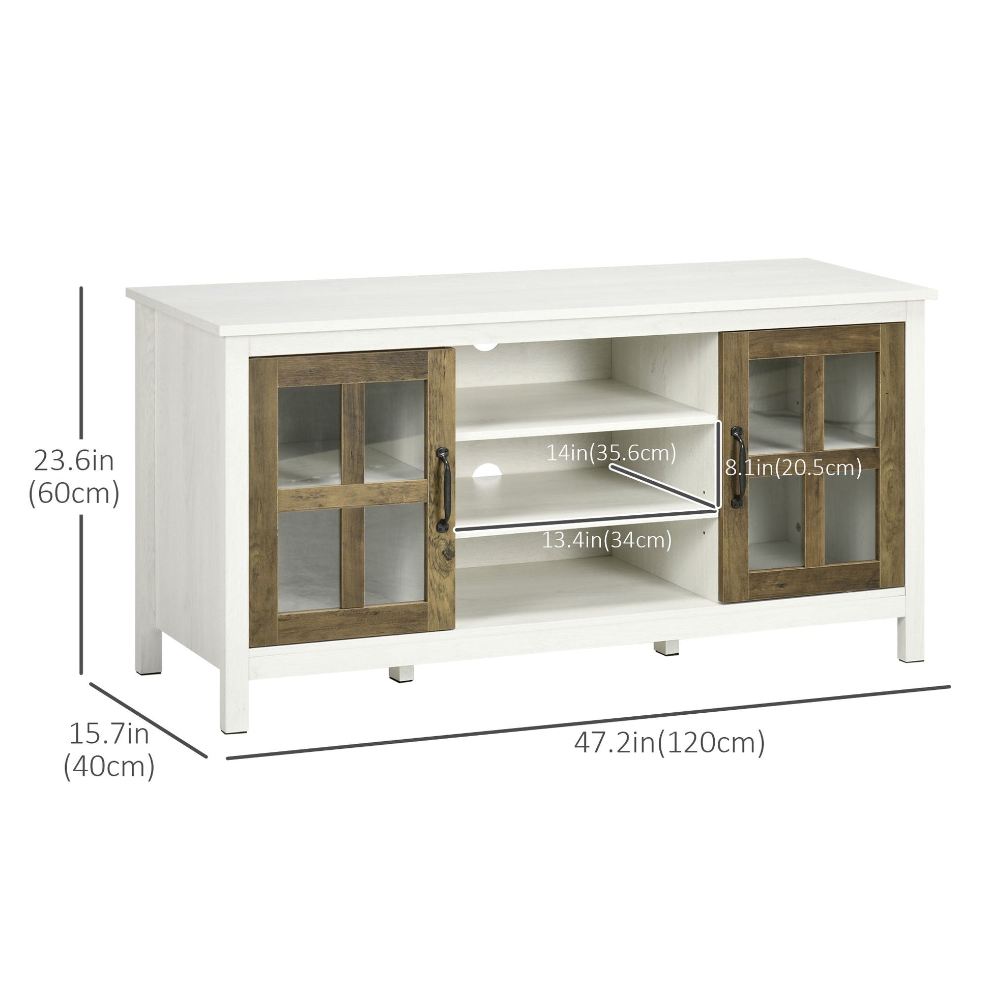 TV Stand for TVs up to 55 Inches, TV Cabinet with Adjustable Shelves and Cable Holes, TV Bench for Living Room, White TV Stands   at Gallery Canada