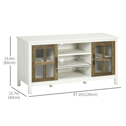 TV Stand for TVs up to 55 Inches, TV Cabinet with Adjustable Shelves and Cable Holes, TV Bench for Living Room, White TV Stands   at Gallery Canada