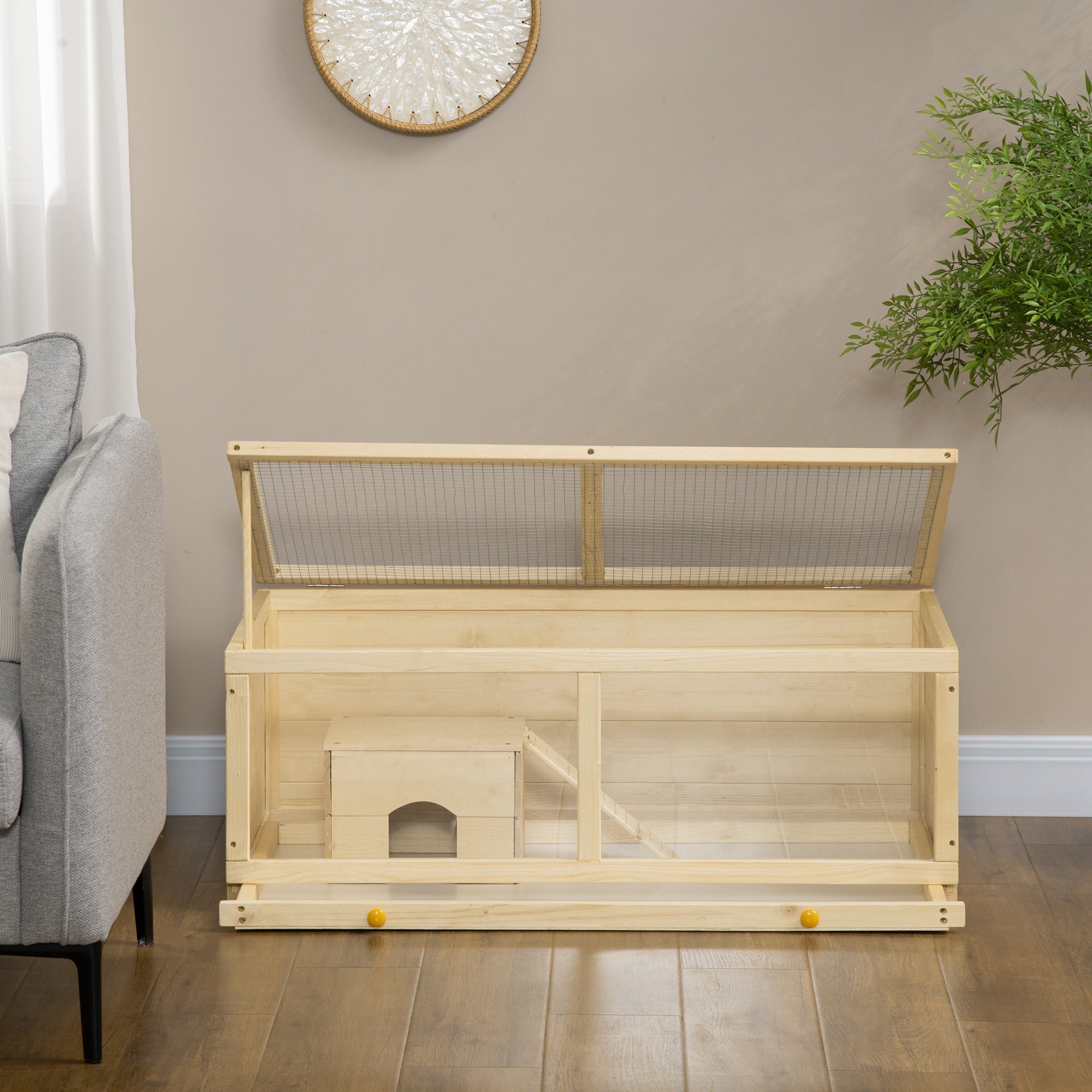 Small Animals Kit Hutch w/ Sliding Tray, Exercise Play House for Dwarf Hamsters, Gerbils, Chinchillas, Natural Wood Hamster Cages at Gallery Canada