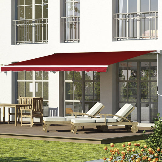 8'x7' Patio Awning Manual Retractable Sun Shade Outdoor Deck Canopy Shelter, Wine Red Deck Awnings Multi Colour  at Gallery Canada