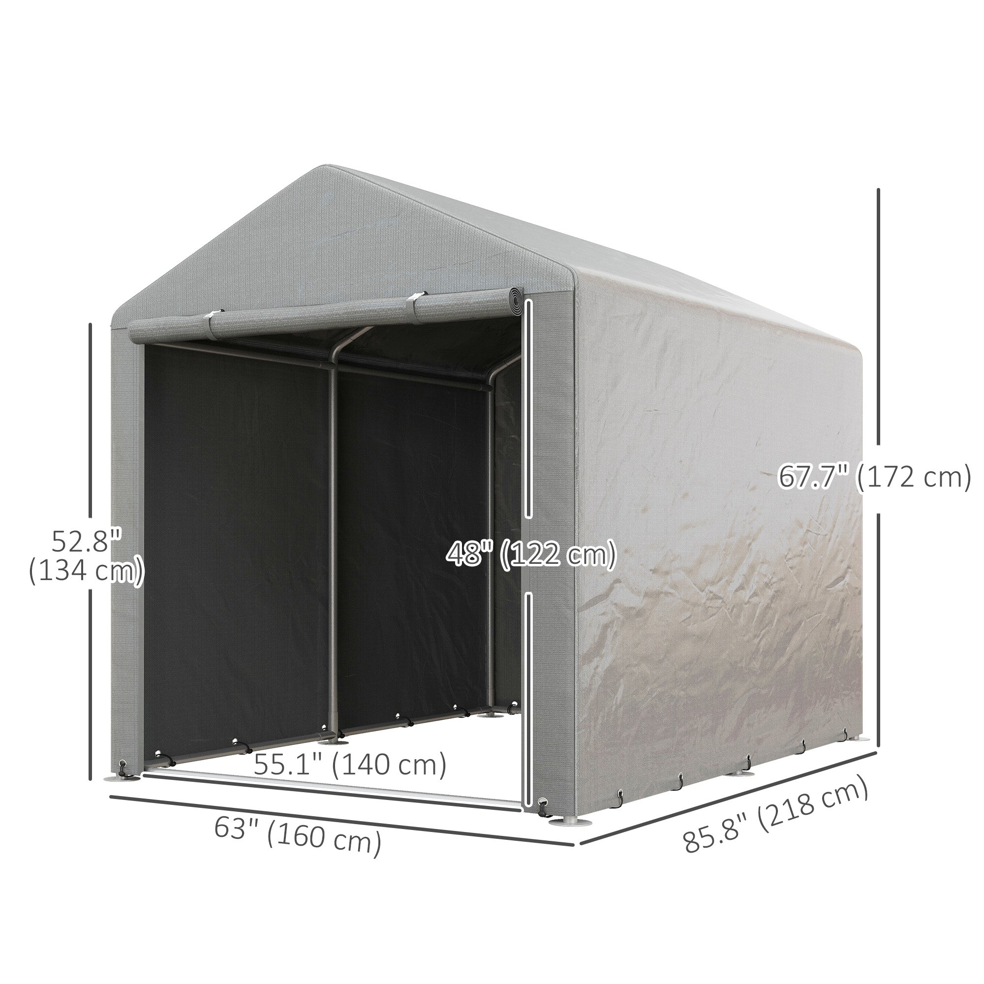 Portable Bicycle Shed with Galvanized Steel Frame and Large Door, Waterproof Outdoor Shed for Garden Tools, Light Grey Sheds at Gallery Canada