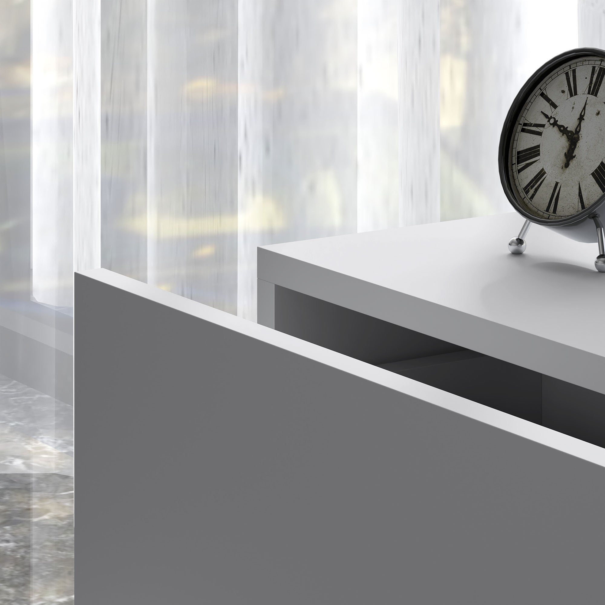 Bedside Table with Charging Station and LED Light Modern Nightstand with USB Ports AC Outlets Drawers Remote, White Bedside Tables at Gallery Canada