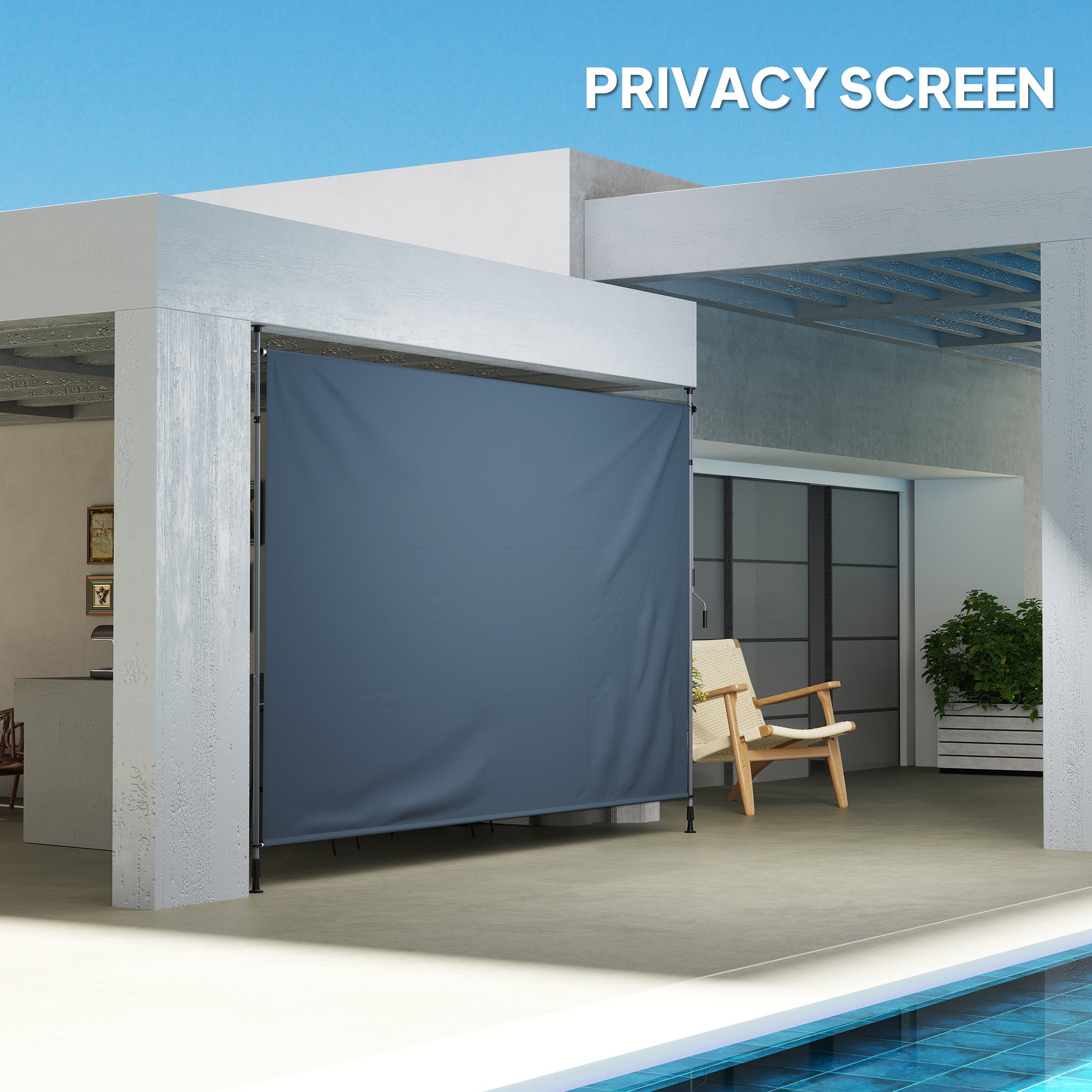13' x 10' Manual Retractable Patio Awning, Outdoor Privacy Screen with UPF30+ &; Water-Resistant Fabric, Dark Grey Patio Awnings at Gallery Canada
