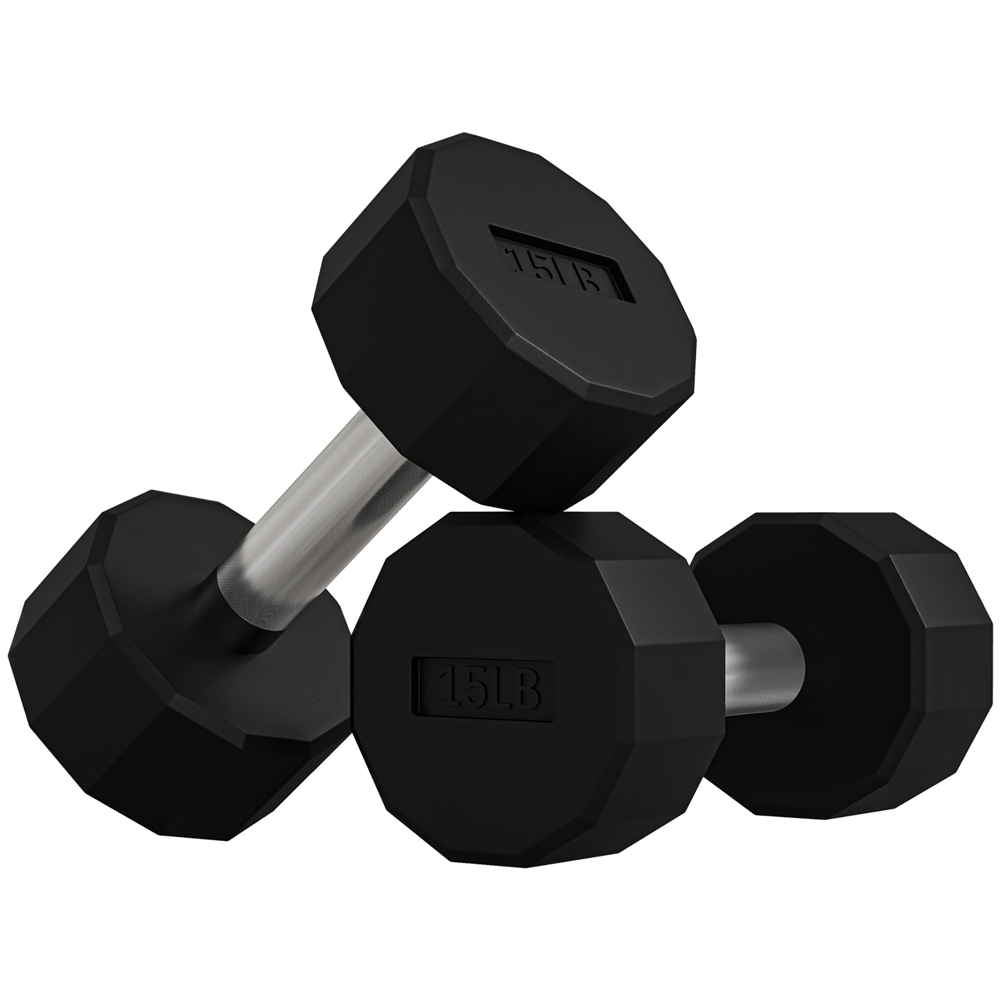 2 x 15lbs Dumbbells Set with Non-Slip Grip, Rubber Covered Weights for Men Women Home Gym Workout Dumbbells & Barbells Black at Gallery Canada