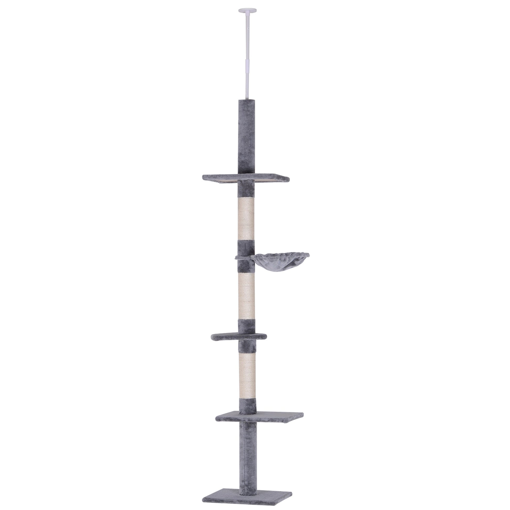 8.5ft Cat Climbing Tree 5-Tier Cat Activity Center Floor-to-Ceiling Cat Climber Toy with Scratching Post Play Rest Post Pet Furniture Grey Floor to Ceiling Cat Trees Grey  at Gallery Canada