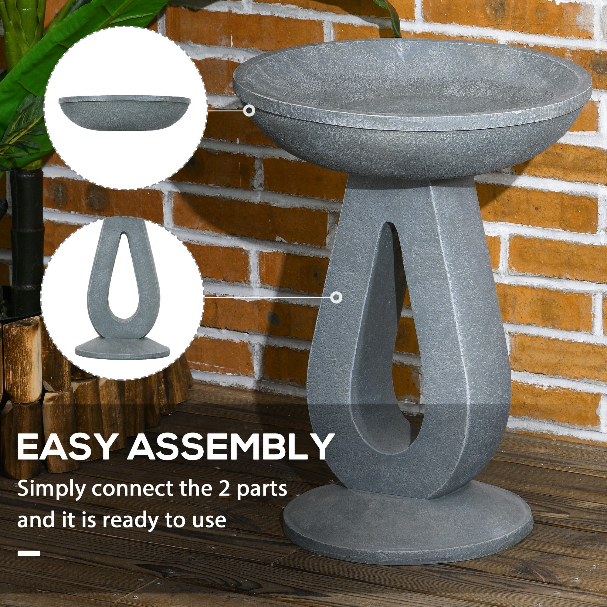 Outdoor Resin Bird Bath, 20.1