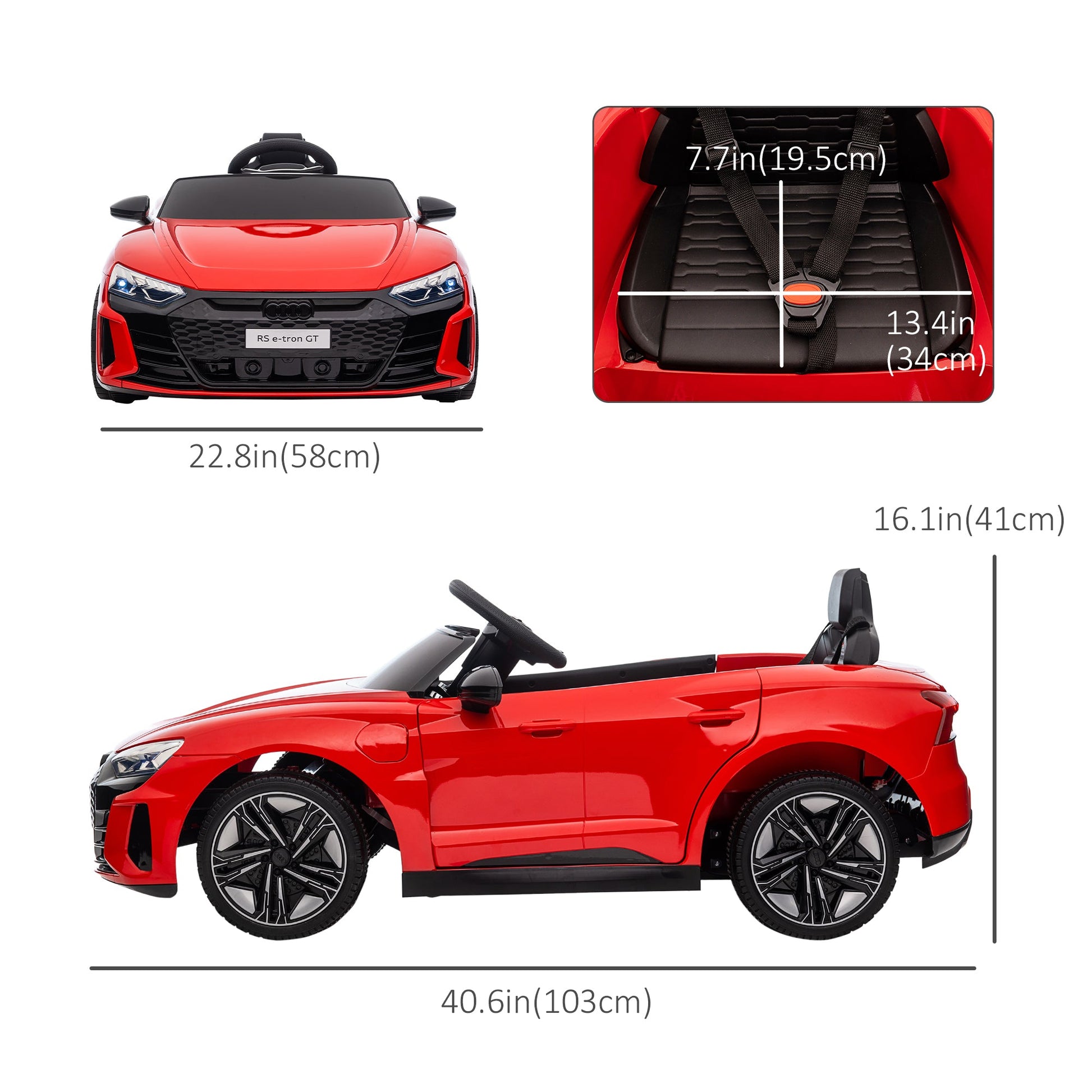 Electric Ride On Car with Remote Control, 12V 3.1 MPH Kids Ride-On Toy for Boys and Girls with Suspension System, Horn Honking, Music, Lights, Red Electric Toy Cars   at Gallery Canada