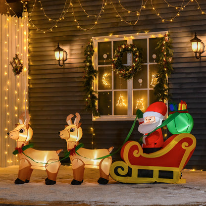 8ft Christmas Inflatables Santa Claus with Sleigh and Reindeer, Outdoor Decoration with LED Lights Display Christmas Inflatables   at Gallery Canada