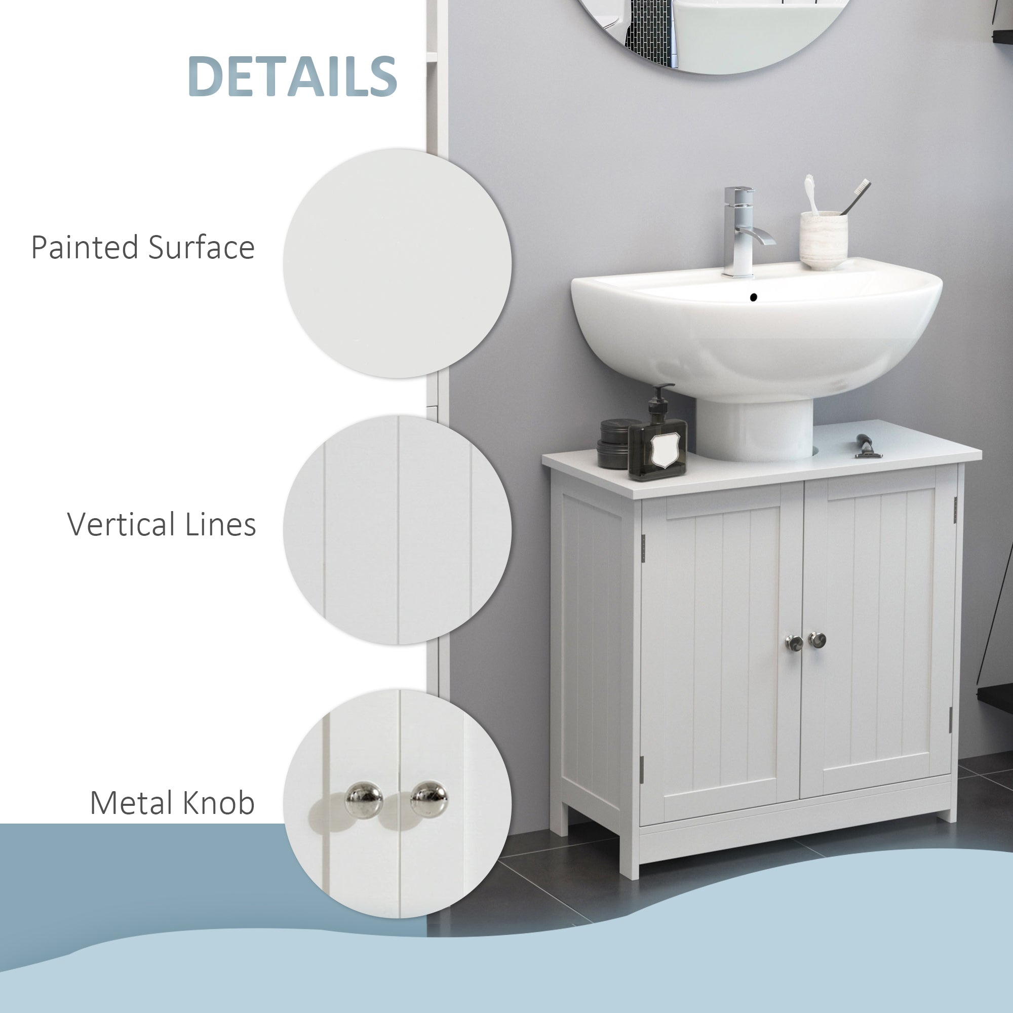 Under Sink Bathroom Cabinet with 2 Doors and Shelf, Pedestal Sink Bathroom Vanity Furniture, White Bathroom Cabinets   at Gallery Canada