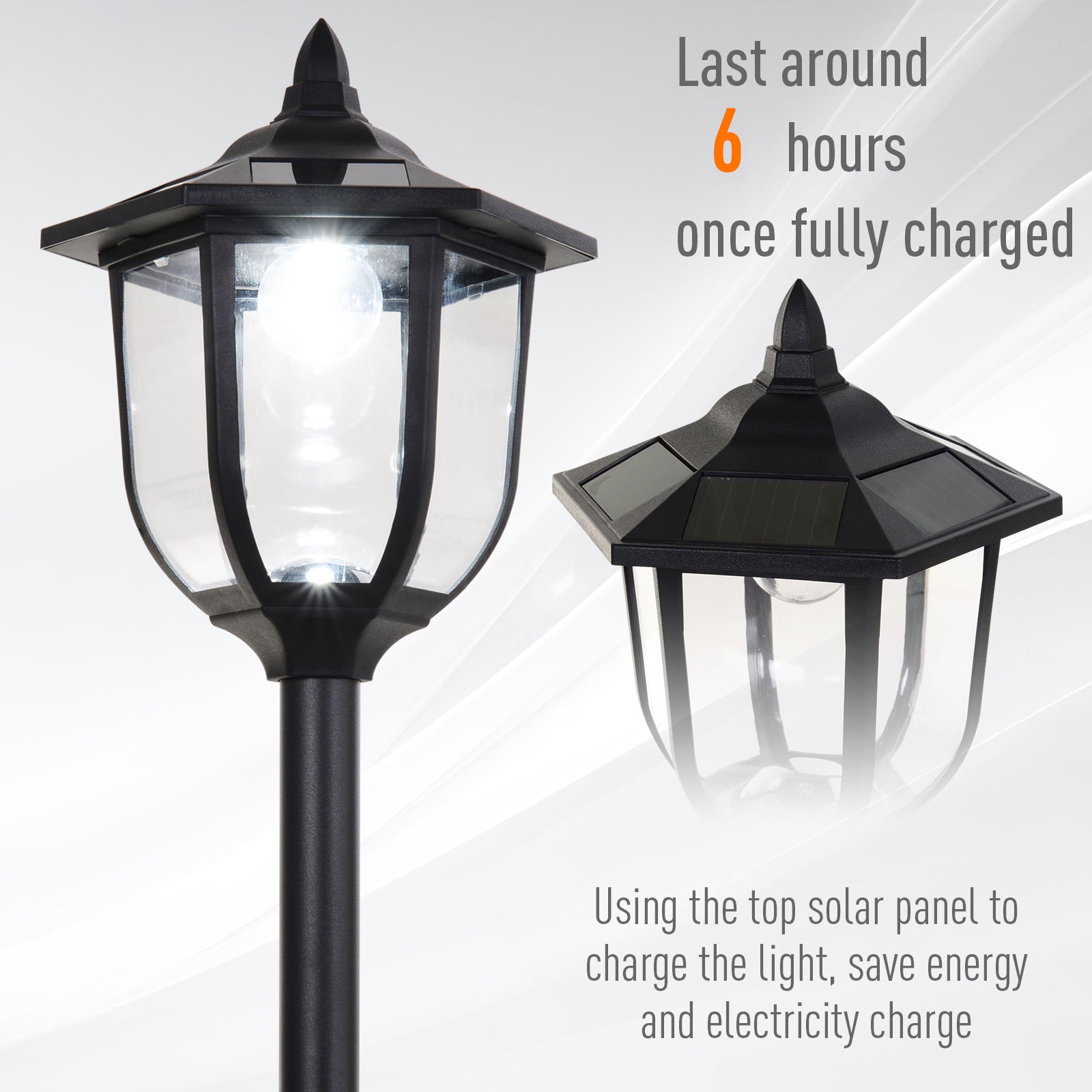 Solar Torch Lights Outdoor Garden Lighting 6 LED Water-Resist Auto On/Off 6 Hours Solar Post Lamps at Gallery Canada