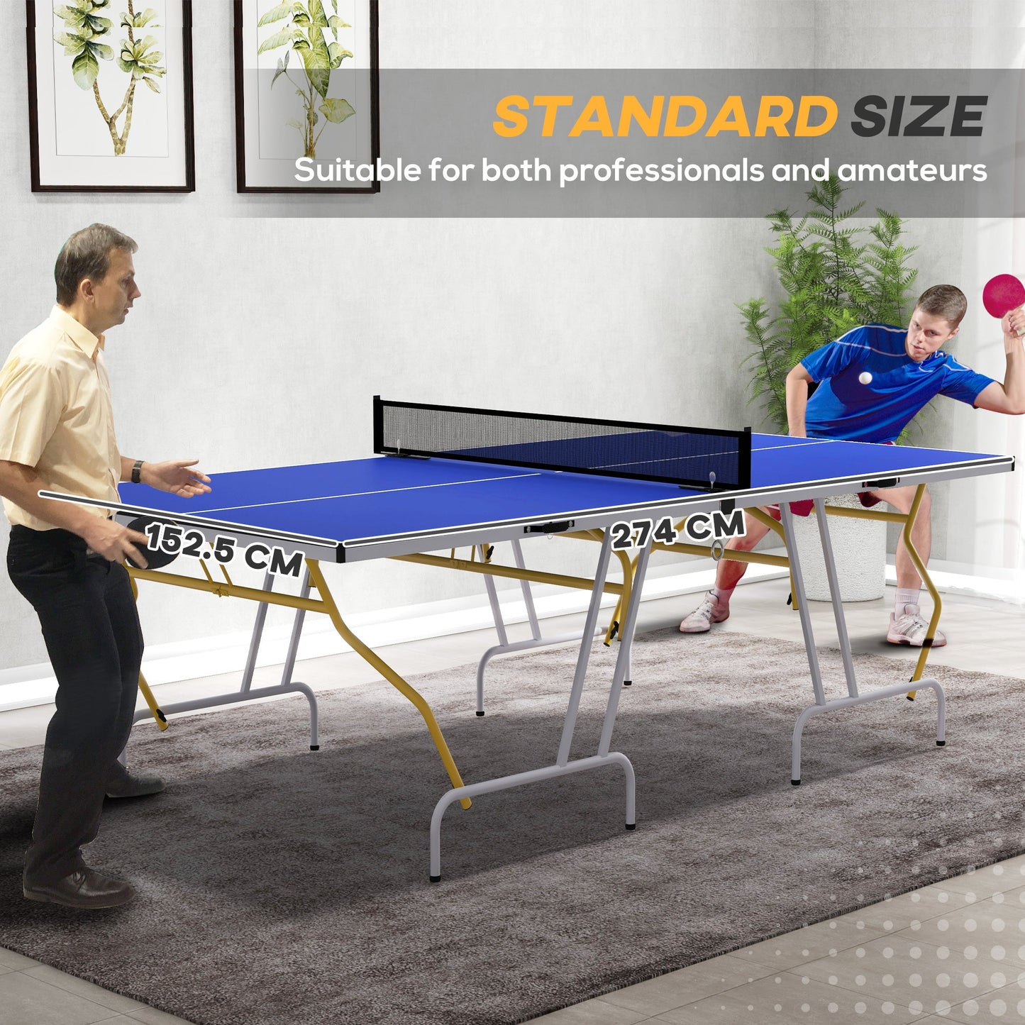 Full Size Table Tennis Table, Folding Ping Pong Table with Paddles and Balls, Blue Game Tables   at Gallery Canada