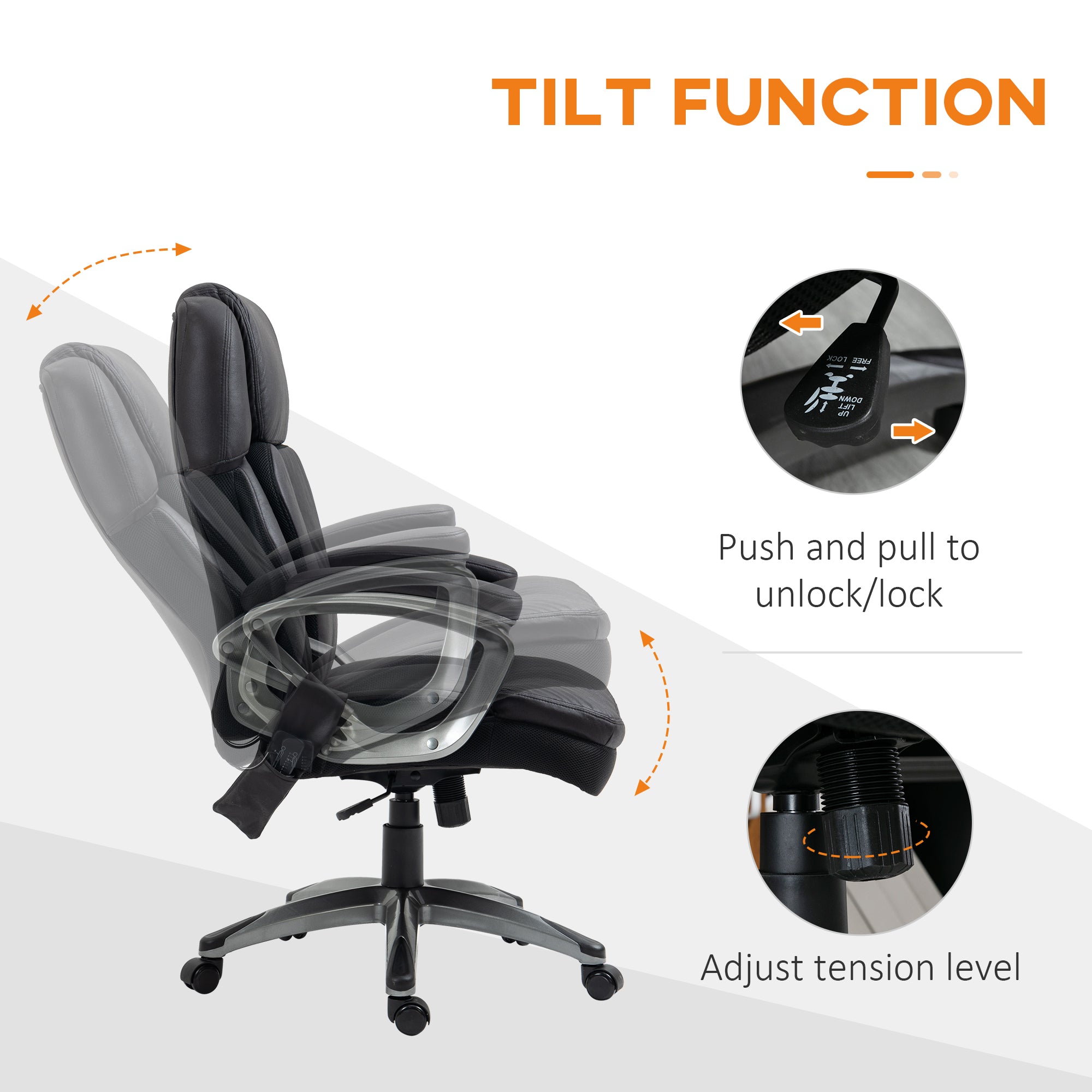 Big and Tall Massage Office Chair with Strong Vibration, Microfiber Office Chair, 27.25