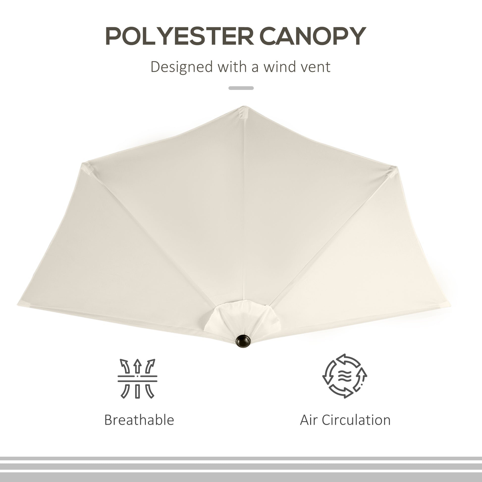 9.8ft Half Umbrella Semi Round Patio Parasol with Crank Handle, Top Vent for Garden, Balcony- NO BASE INCLUDED, Cream Sun Umbrellas   at Gallery Canada