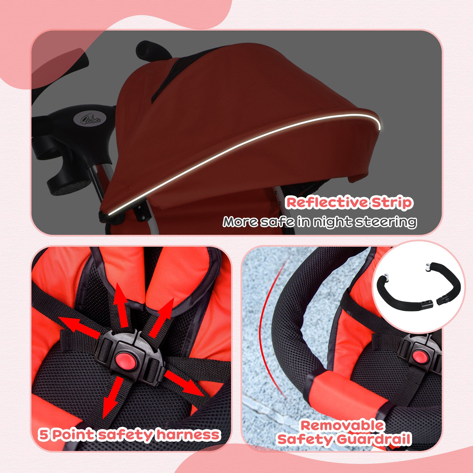 6 in 1 Toddler Tricycle with Parent Push Handle, Canopy, Storage Baskets, Cupholder, Red Tricycles for Kids at Gallery Canada